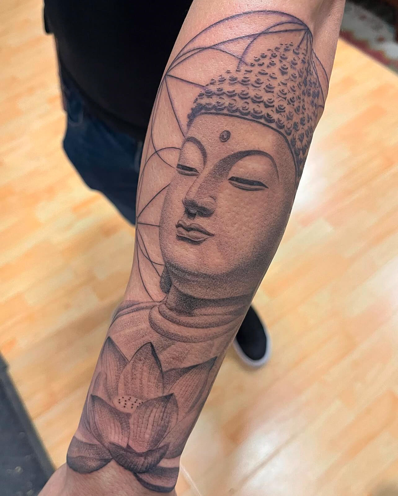 Custom tattoo artwork with intricate shading